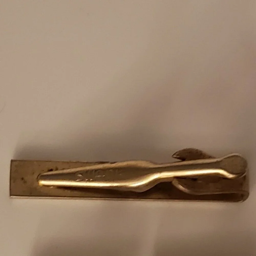 Vintage Swank Men's Gold Tone Cuff Links Tie Clip Set Square Art Deco Geometric